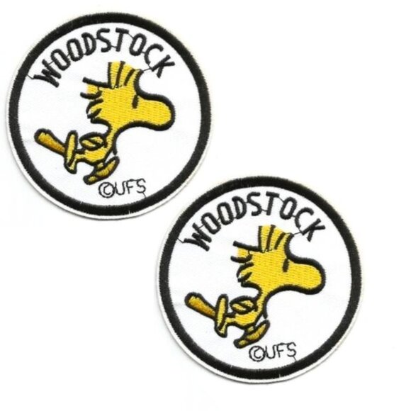(2PCS) PEANUTS WOODSTOCK BAND IRON ON PATCH  70s - 80s Applique embroiderY - Picture 1 of 5